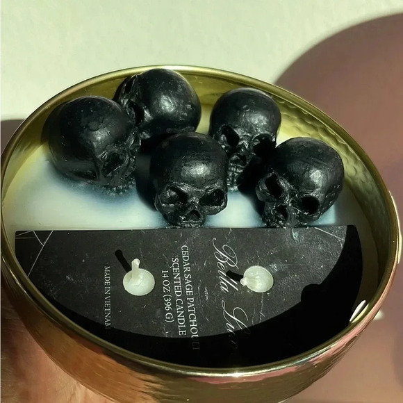 Black Skull Gold Candle New Halloween Bella Lux - Picture 4 of 4